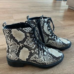 Linea Paolo snakeskin combat boots